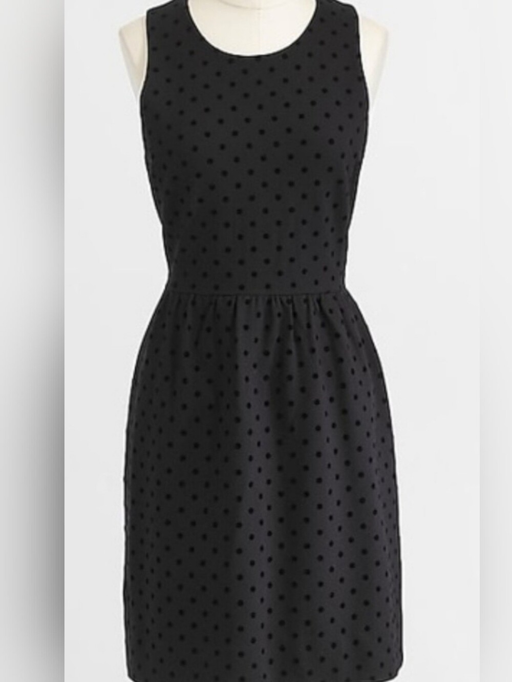 J. Crew Black Sleeveless Textured Dot Fit-and-Flare Dress
